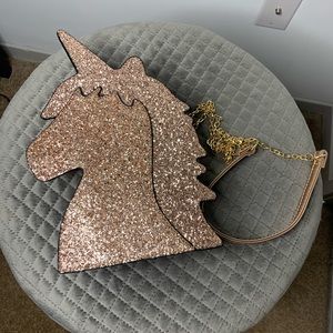 Rose Gold Glitter Unicorn Shaped Purse